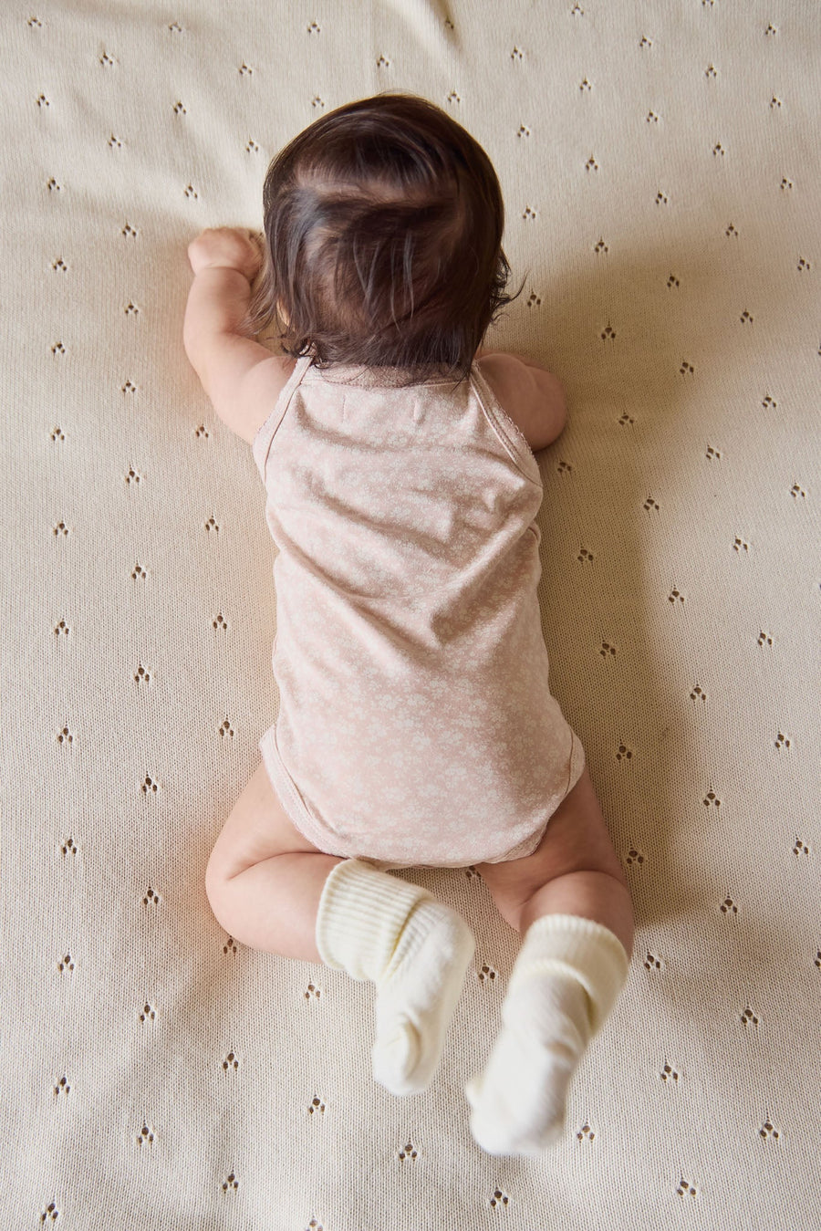 Organic Cotton Bridget Singlet Bodysuit - Rosalie Field Rose Childrens Bodysuit from Jamie Kay USA