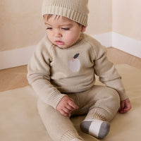 Ethan Jumper - Biscuit Jacquard Fresh Apple Childrens Jumper from Jamie Kay USA