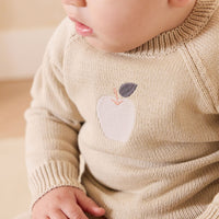 Ethan Jumper - Biscuit Jacquard Fresh Apple Childrens Jumper from Jamie Kay USA