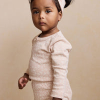 Organic Cotton Long Sleeve Bodysuit - Rosalie Field Rose Childrens Bodysuit from Jamie Kay USA