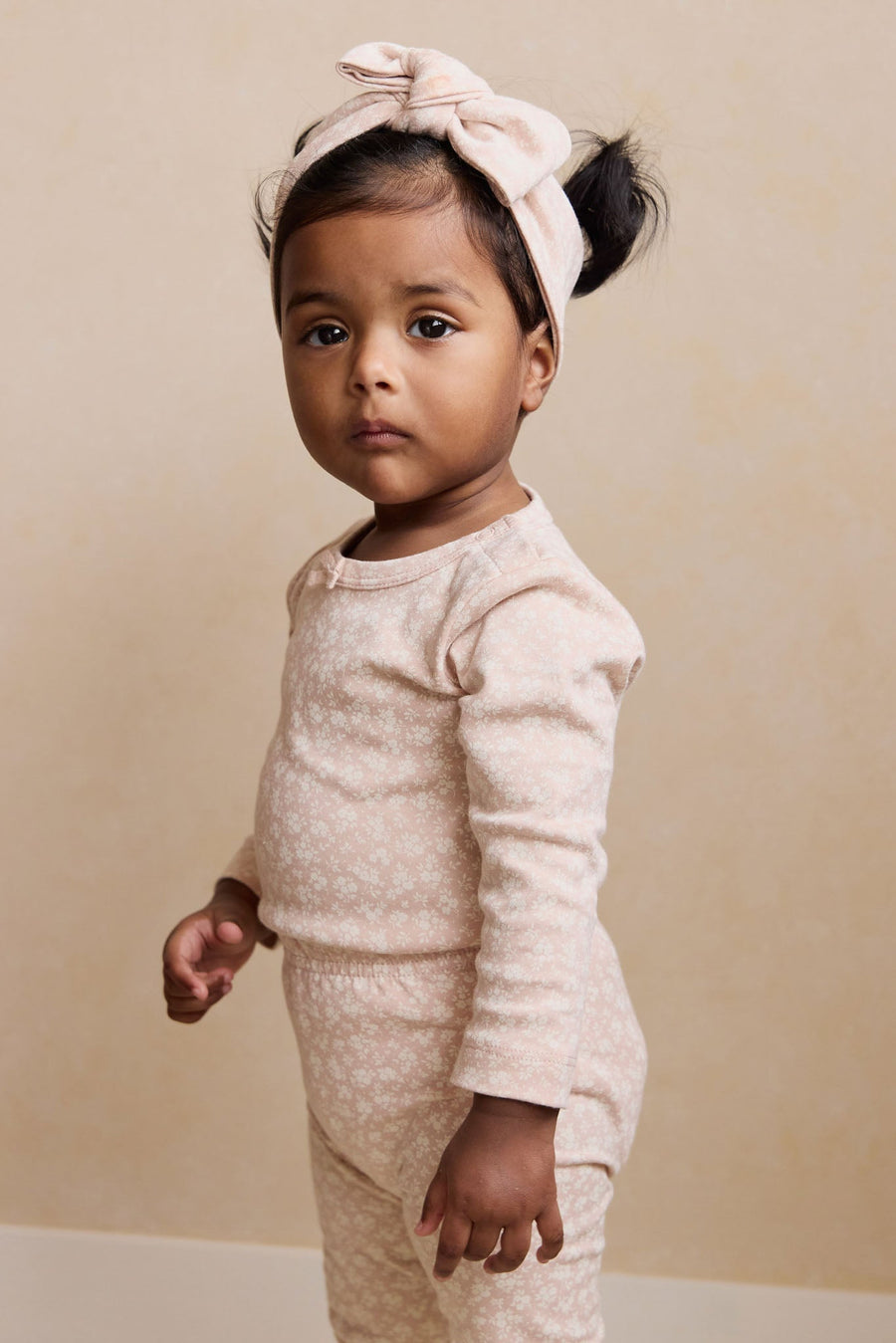 Organic Cotton Long Sleeve Bodysuit - Rosalie Field Rose Childrens Bodysuit from Jamie Kay USA