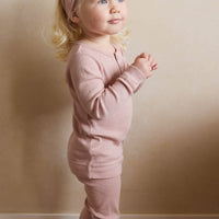 Organic Cotton Modal Long Sleeve Henley - Peony Marle Childrens Top from Jamie Kay USA