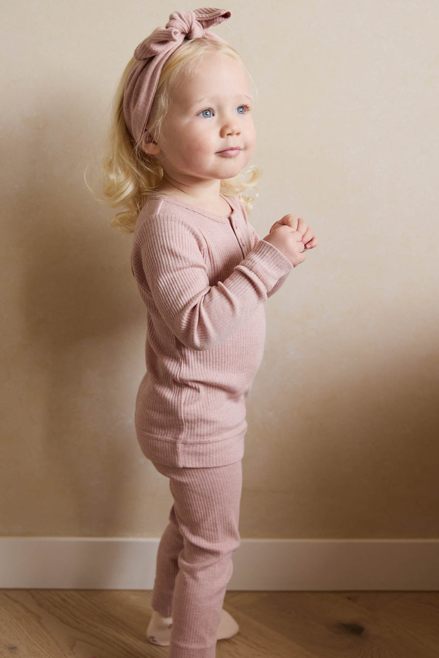 Organic Cotton Modal Long Sleeve Henley - Peony Marle Childrens Top from Jamie Kay USA