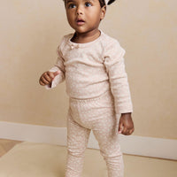 Organic Cotton Long Sleeve Bodysuit - Rosalie Field Rose Childrens Bodysuit from Jamie Kay USA