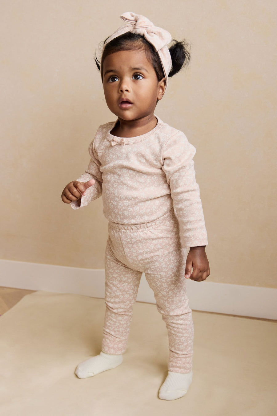 Organic Cotton Long Sleeve Bodysuit - Rosalie Field Rose Childrens Bodysuit from Jamie Kay USA