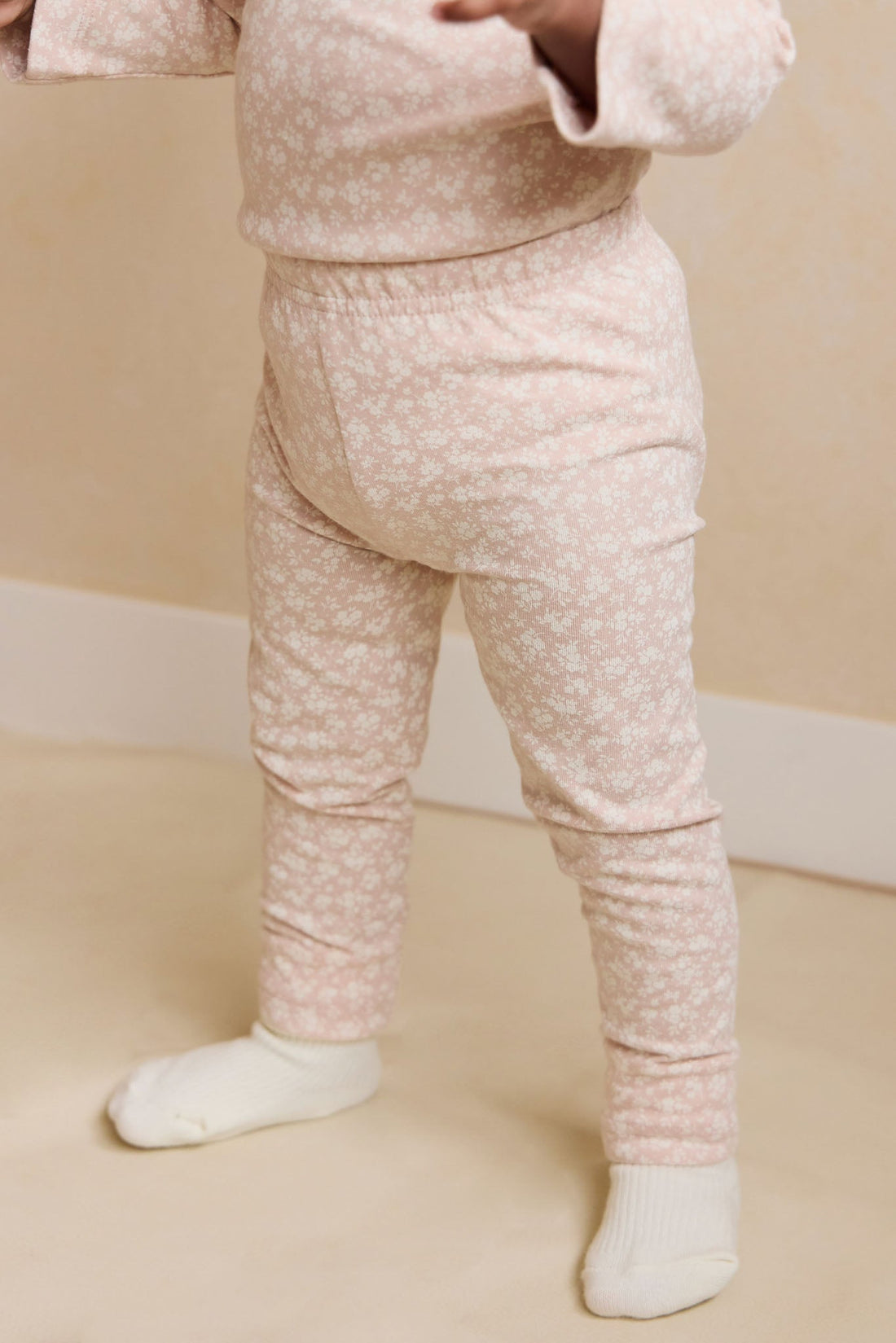 Organic Cotton Everyday Legging - Rosalie Field Rose Childrens Legging from Jamie Kay USA