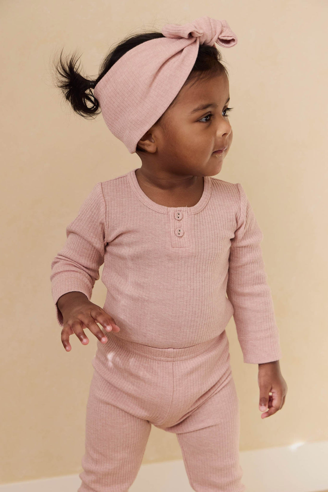 Organic Cotton Modal Long Sleeve Bodysuit - Peony Marle Childrens Bodysuit from Jamie Kay USA