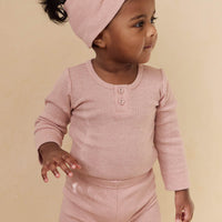 Organic Cotton Modal Long Sleeve Bodysuit - Peony Marle Childrens Bodysuit from Jamie Kay USA