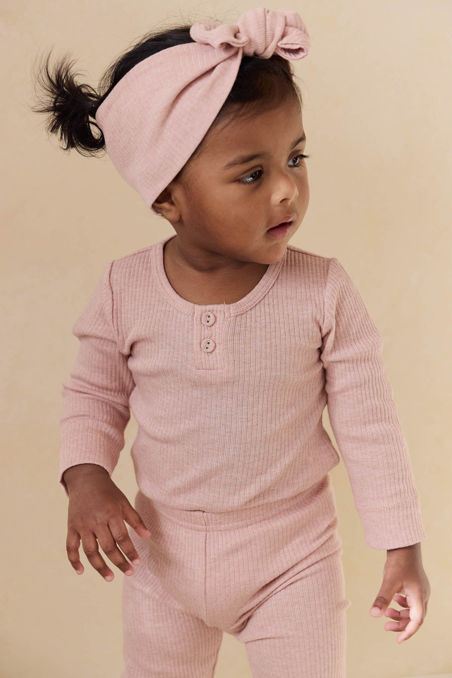 Organic Cotton Modal Long Sleeve Bodysuit - Peony Marle Childrens Bodysuit from Jamie Kay USA