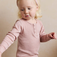 Organic Cotton Modal Long Sleeve Henley - Peony Marle Childrens Top from Jamie Kay USA