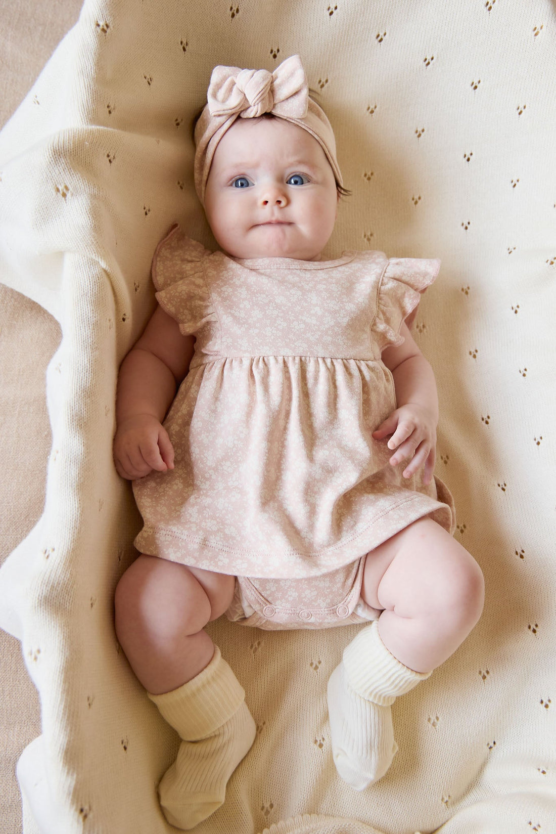 Organic Cotton Elianna Playsuit - Rosalie Field Rose Childrens Playsuit from Jamie Kay USA