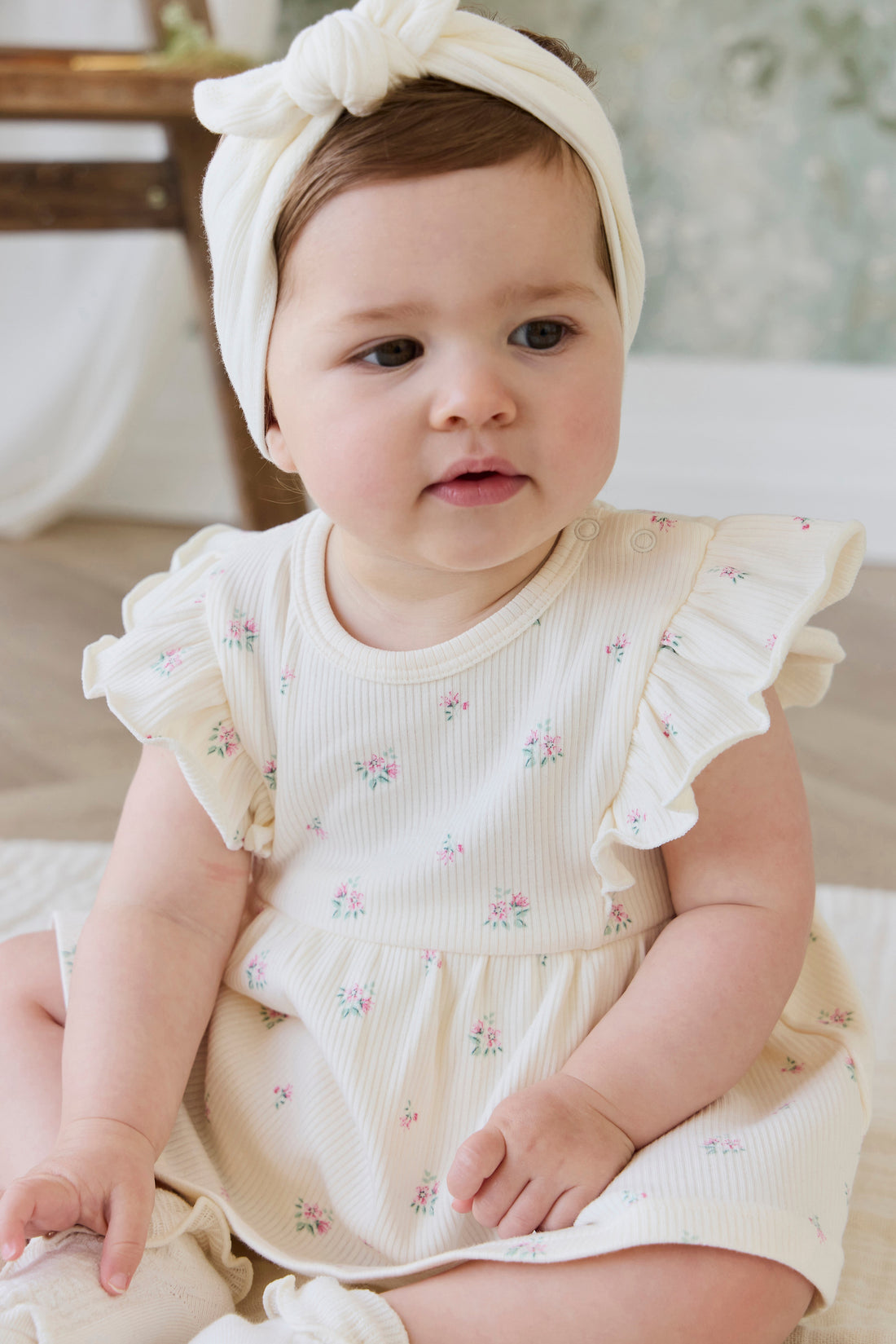 Organic Cotton Rib Elianna Playsuit - Emma Whisper Childrens Playsuit from Jamie Kay USA