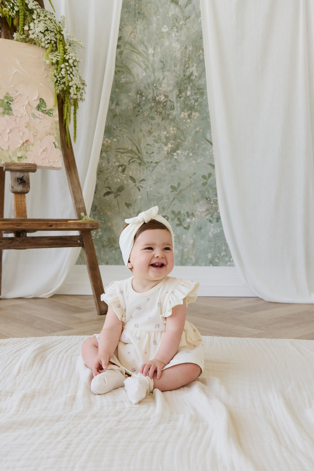 Organic Cotton Rib Elianna Playsuit - Emma Whisper Childrens Playsuit from Jamie Kay USA