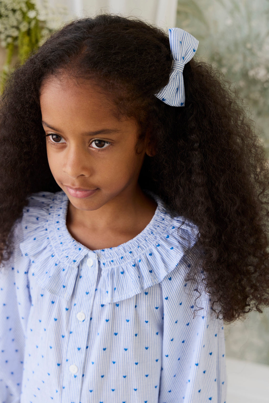 Organic Cotton Desiree Bow - Mon Amour Stripe Indigo Childrens Bow from Jamie Kay USA