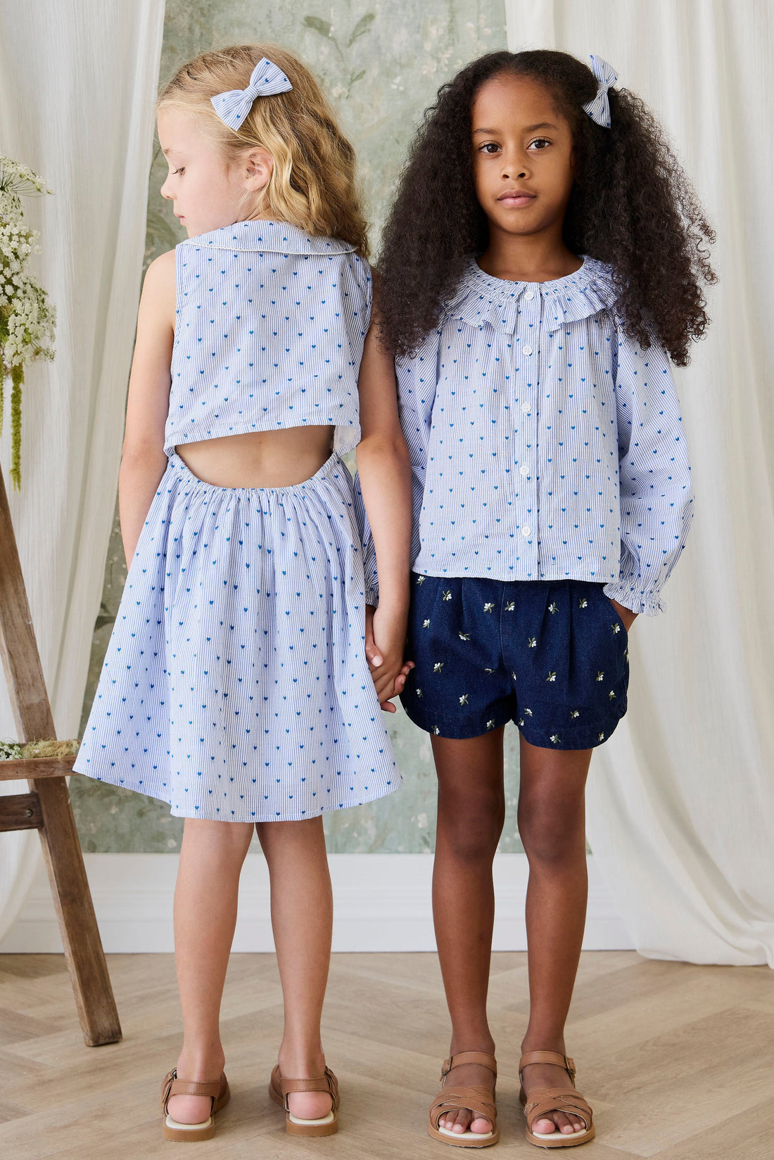 Organic Cotton Wisteria Dress - Mon Amour Stripe Indigo Childrens Dress from Jamie Kay USA