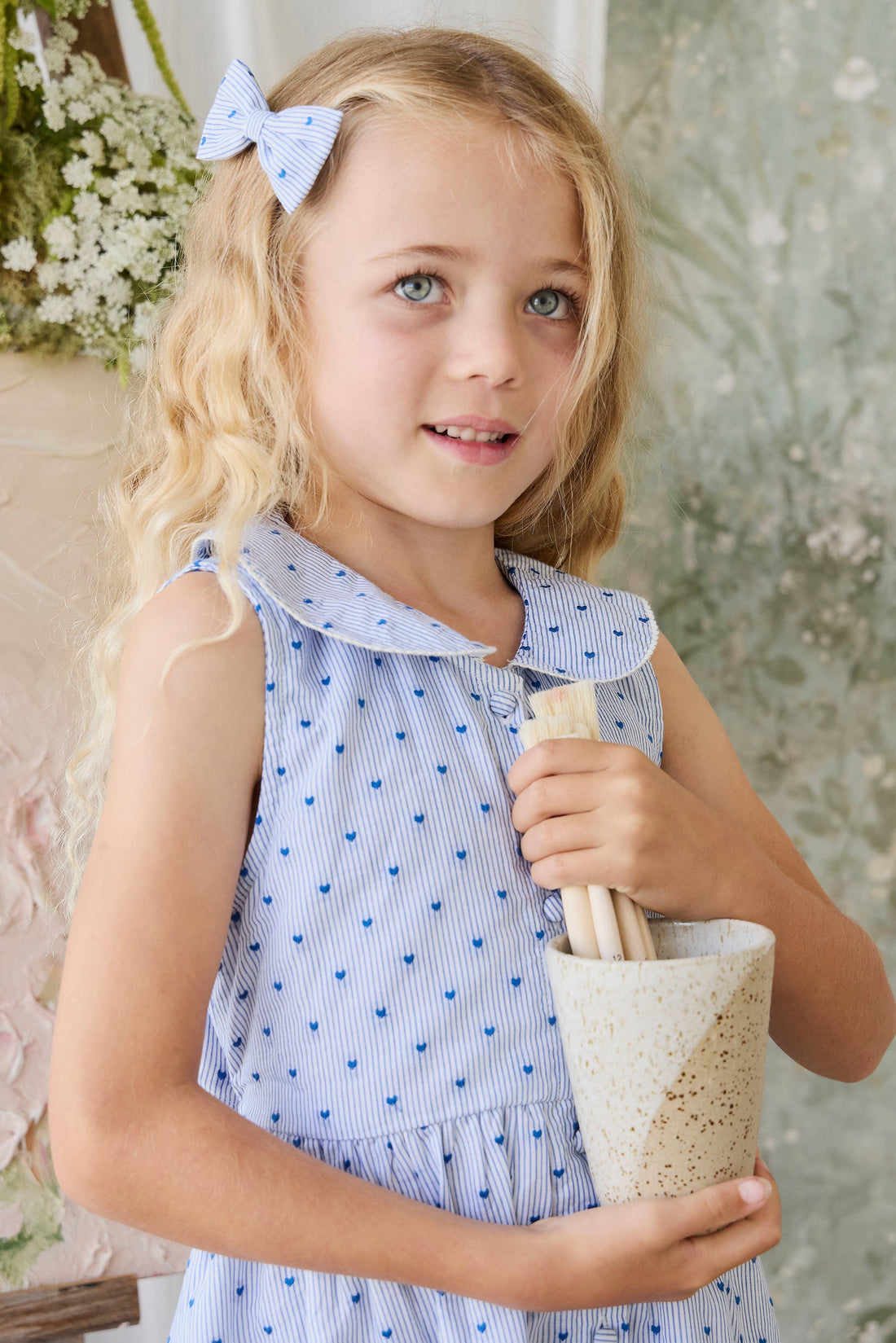 Organic Cotton Wisteria Dress - Mon Amour Stripe Indigo Childrens Dress from Jamie Kay USA