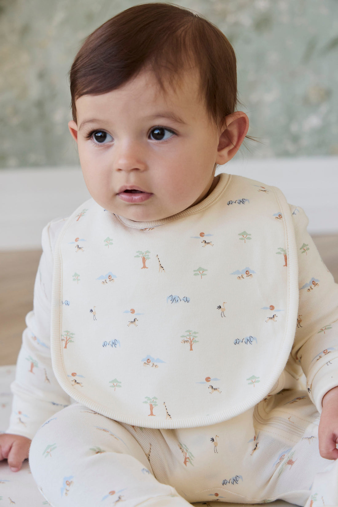Organic Cotton Bib - Savannah Animals Tofu Childrens Bib from Jamie Kay USA