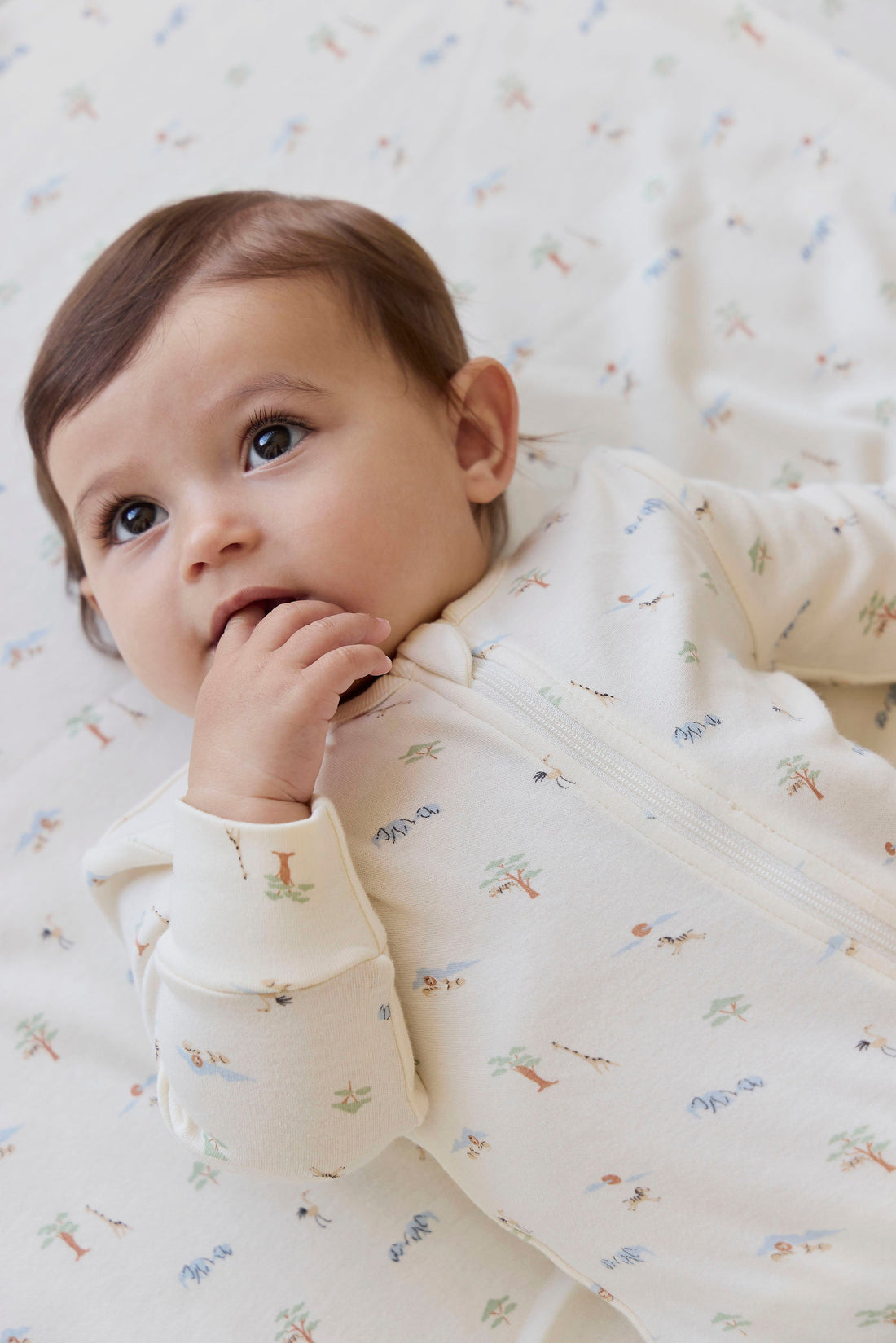 Organic Cotton Jude Onepiece - Savannah Animals Tofu Childrens Onepiece from Jamie Kay USA