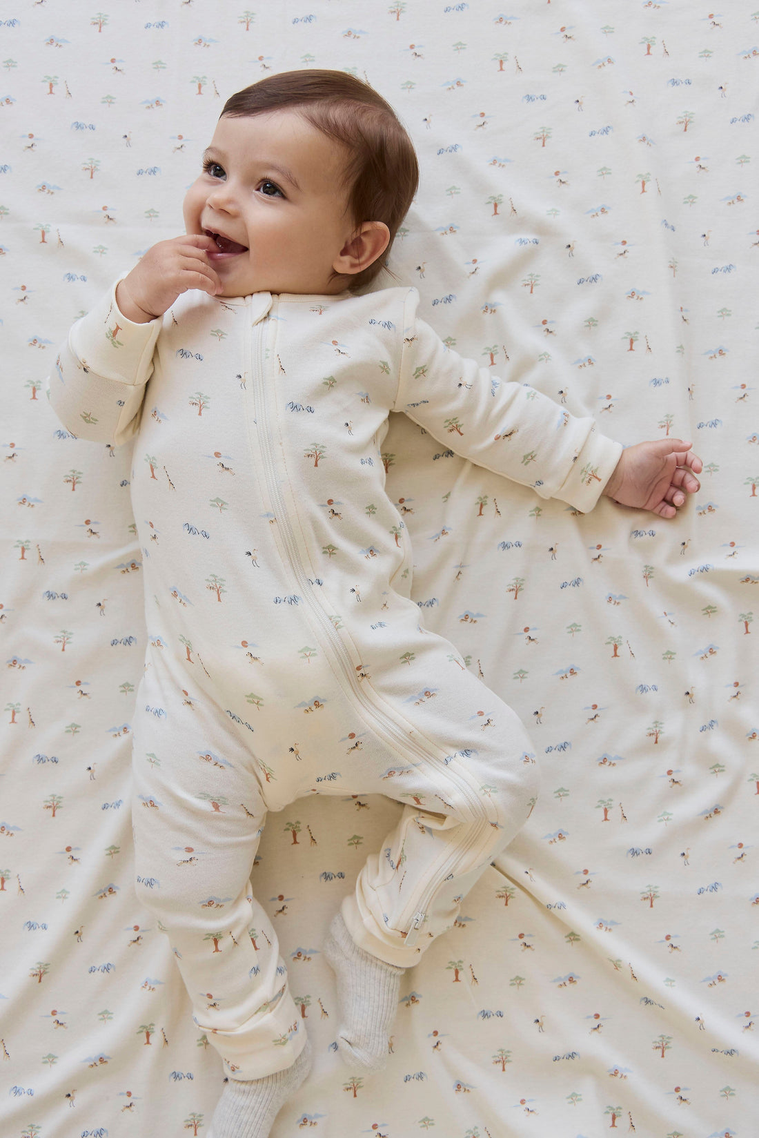 Organic Cotton Jude Onepiece - Savannah Animals Tofu Childrens Onepiece from Jamie Kay USA