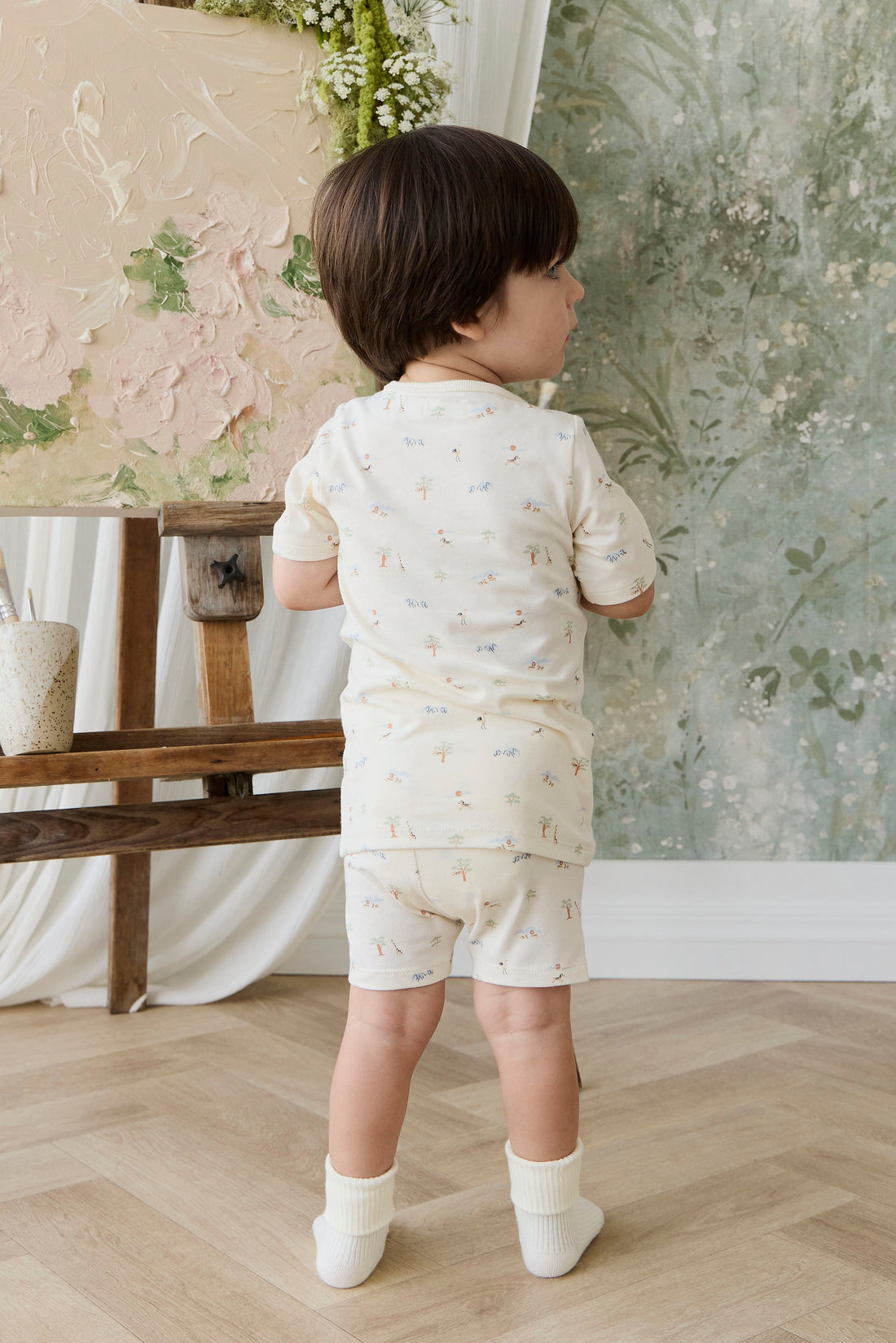 Hatley Pigiama Manica Corta In Cotone Biologico Per Bambini E Ragazzi - Set Con Appliqué Di Squalo, Morbido E Traspirante Per L'Estate