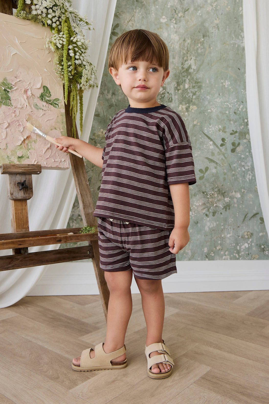 Slub Cotton Iver Short - Regal Stripe Childrens Shorts from Jamie Kay USA