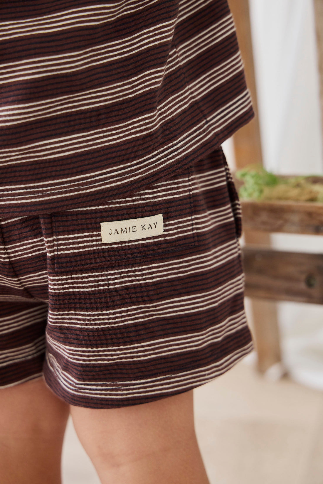 Slub Cotton Iver Short - Regal Stripe Childrens Shorts from Jamie Kay USA