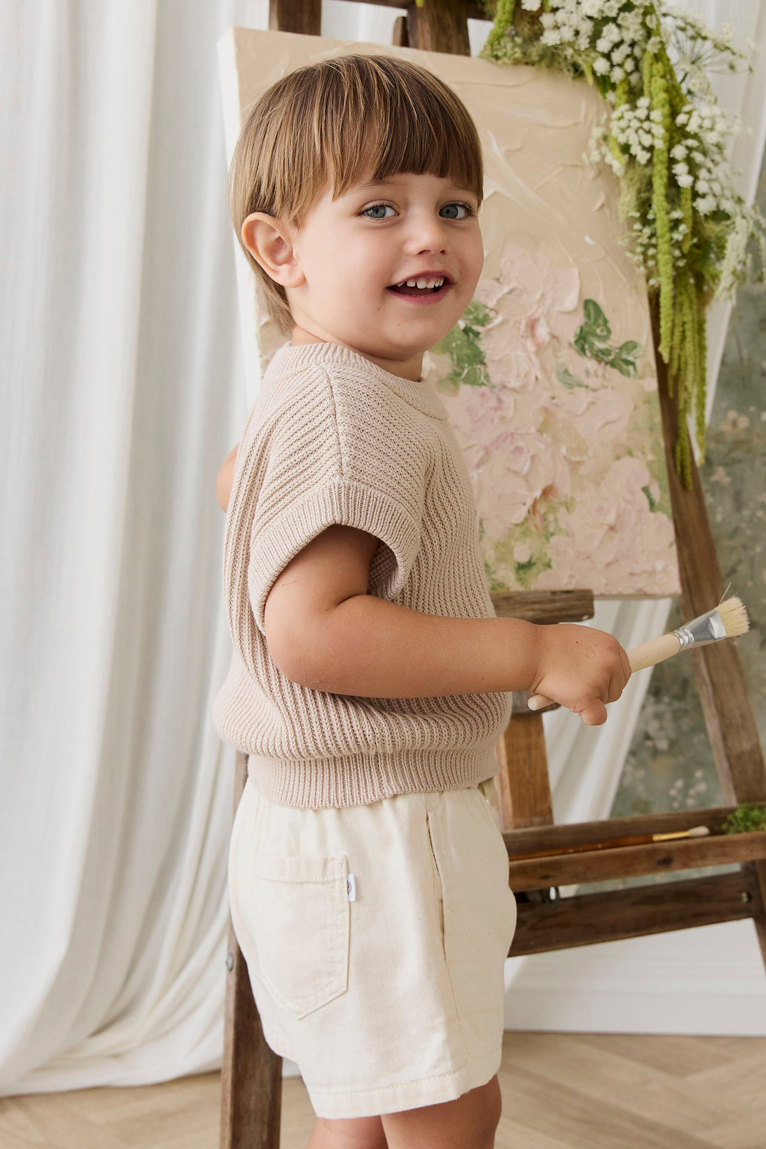 Zayn Short - Natural Childrens Shorts from Jamie Kay USA