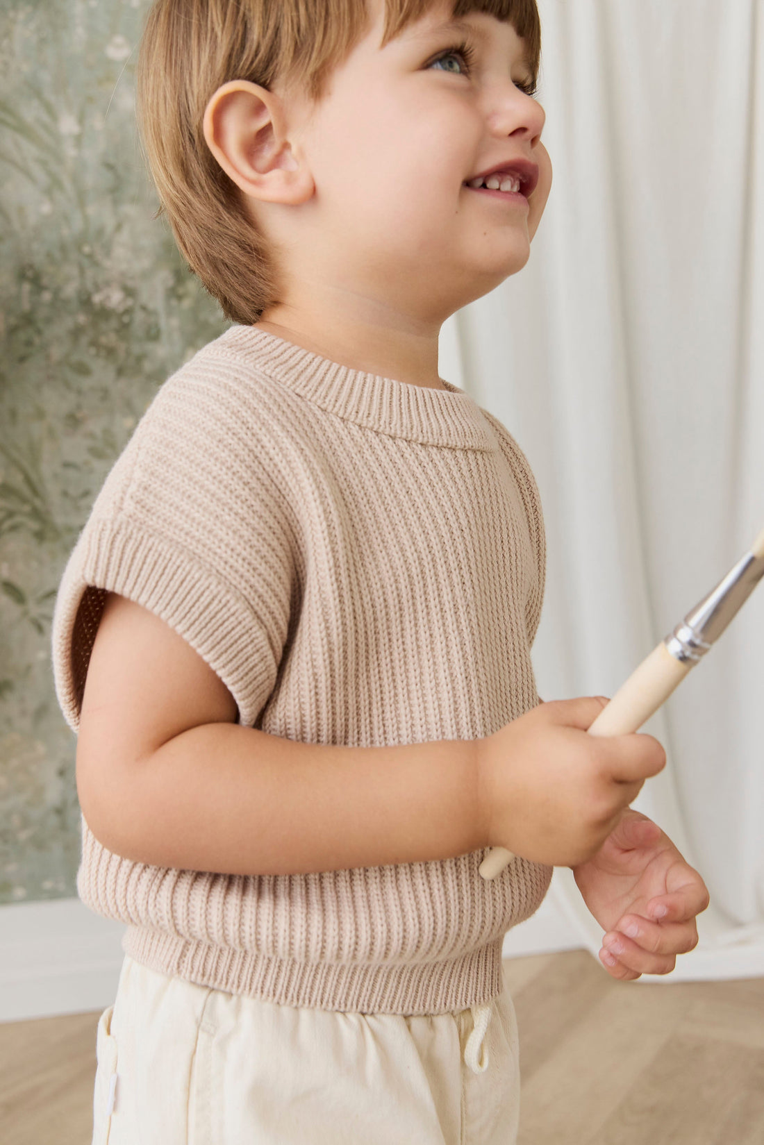 Virgil Knit Vest - Sand Childrens Vest from Jamie Kay USA