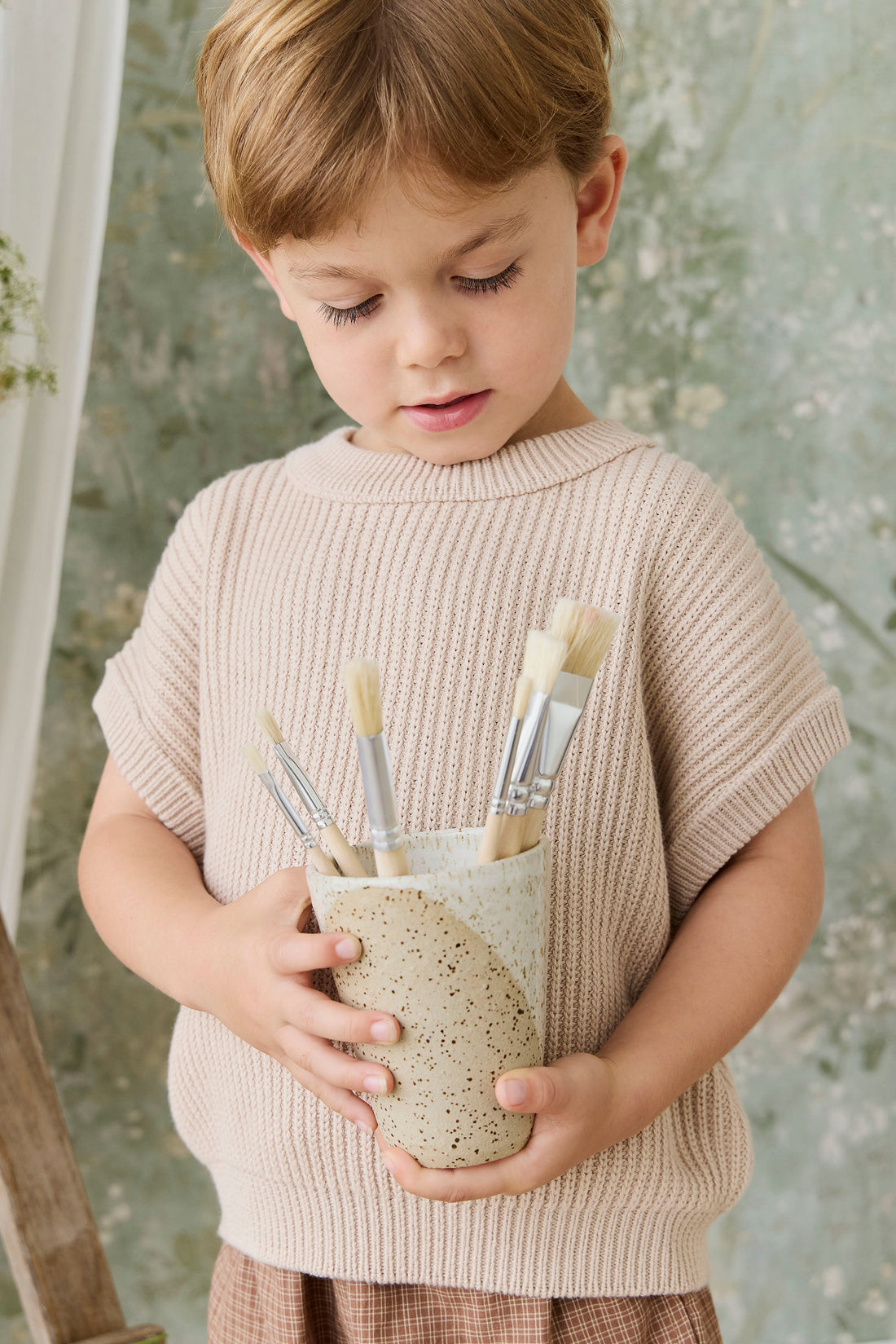 Virgil Knit Vest - Sand Childrens Vest from Jamie Kay USA