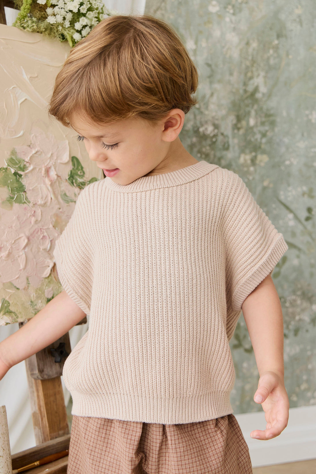 Virgil Knit Vest - Sand Childrens Vest from Jamie Kay USA