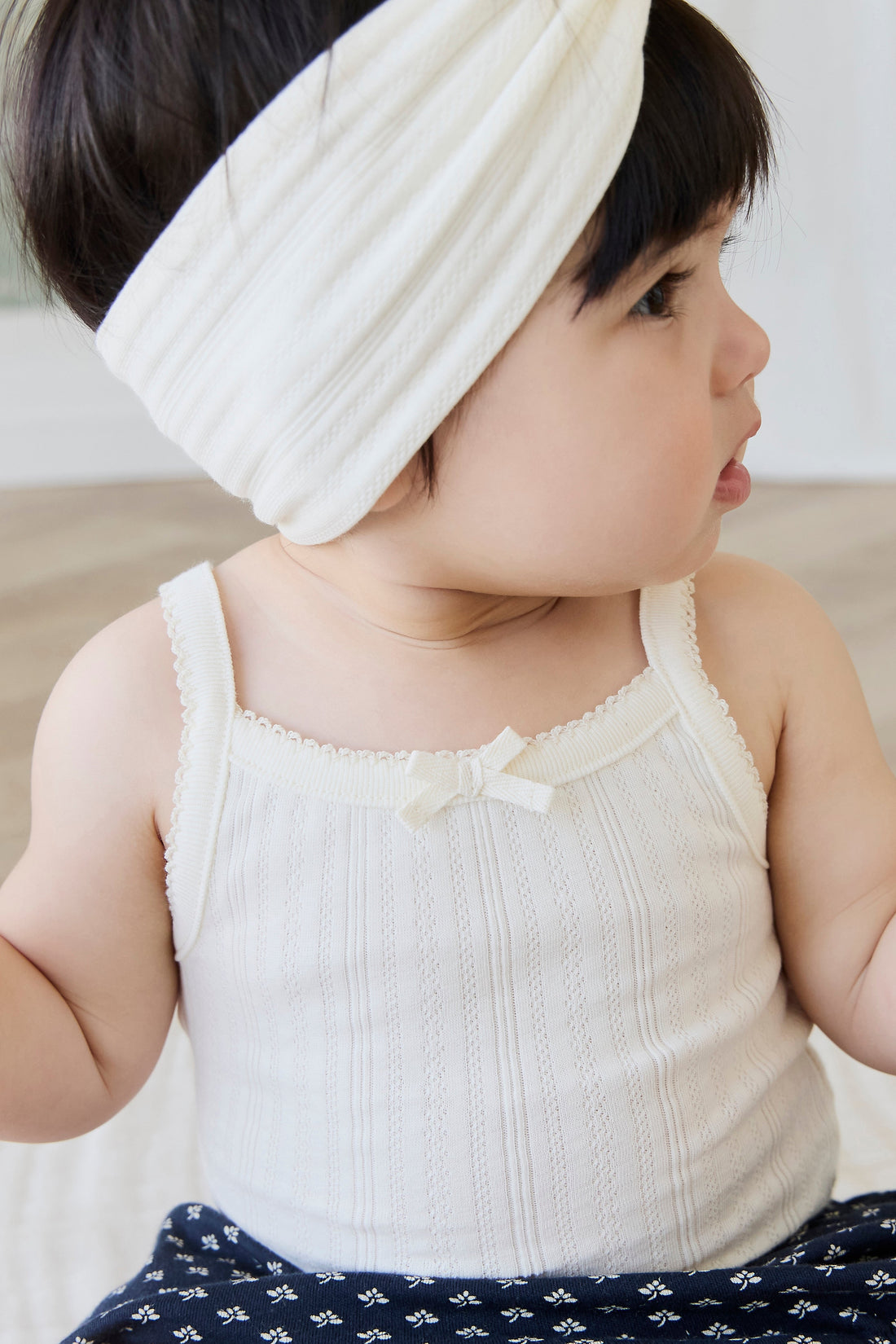 Organic Cotton Pointelle Singletsuit - Parchment Childrens Bodysuit from Jamie Kay USA
