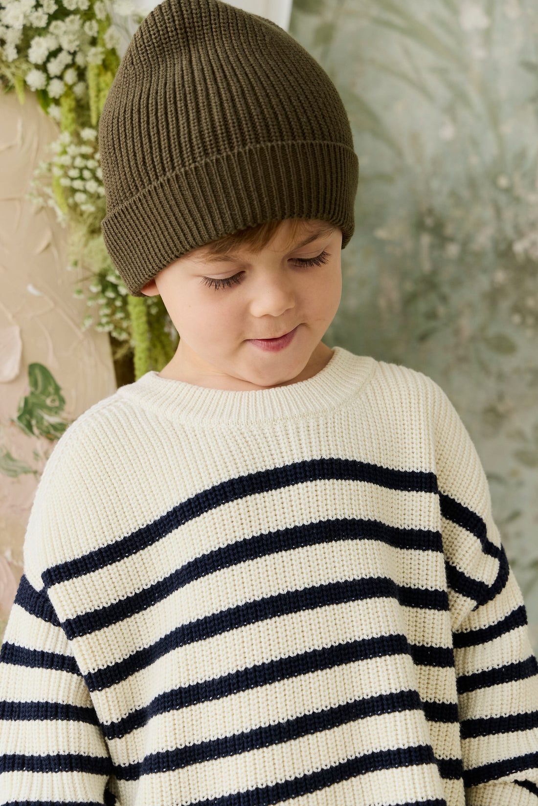 Johan Knit Beanie - Deep Olive Childrens Hat from Jamie Kay USA