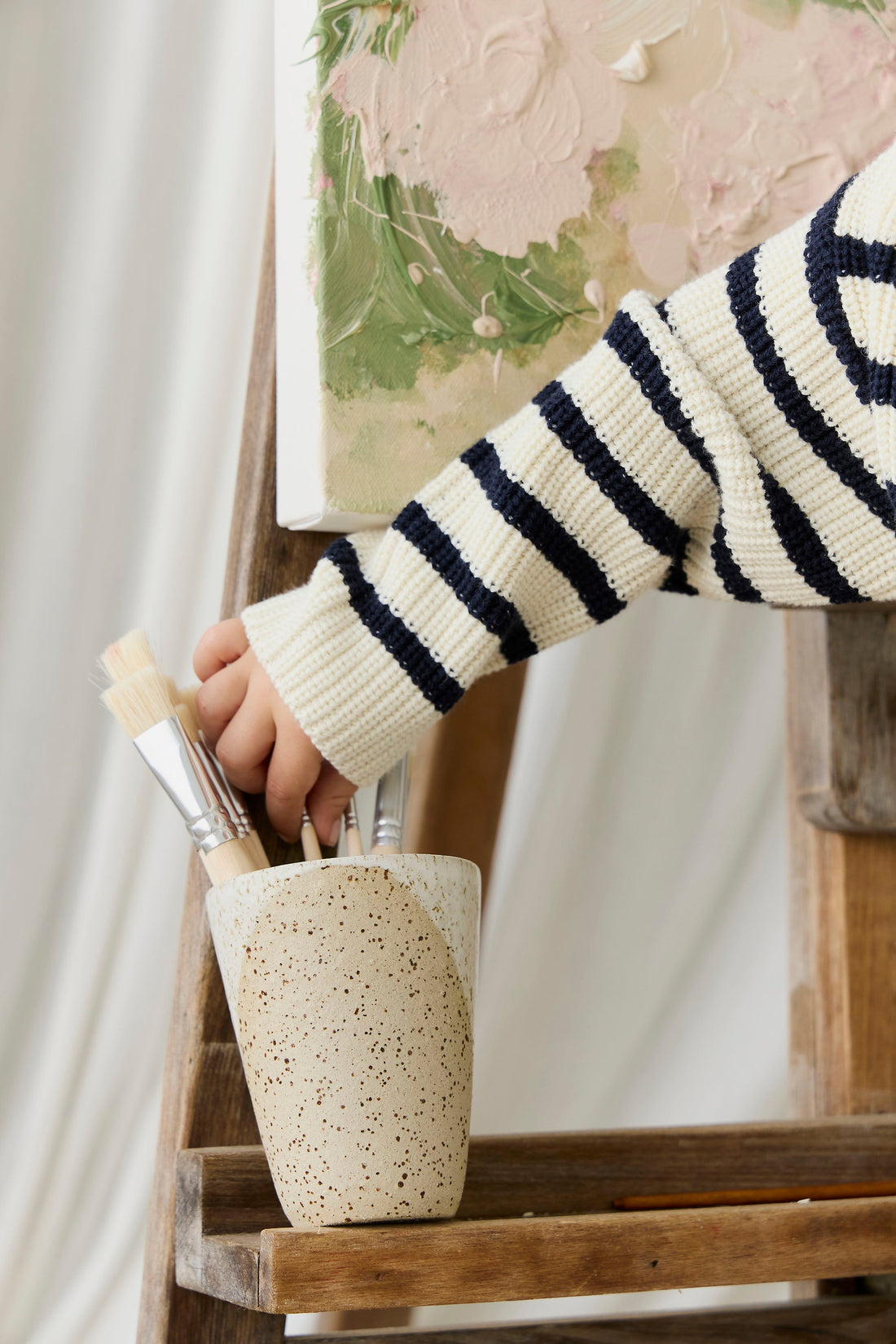 Lawrence Knit Jumper - Lawrence Stripe Cloud/Eclipse Childrens Jumper from Jamie Kay USA