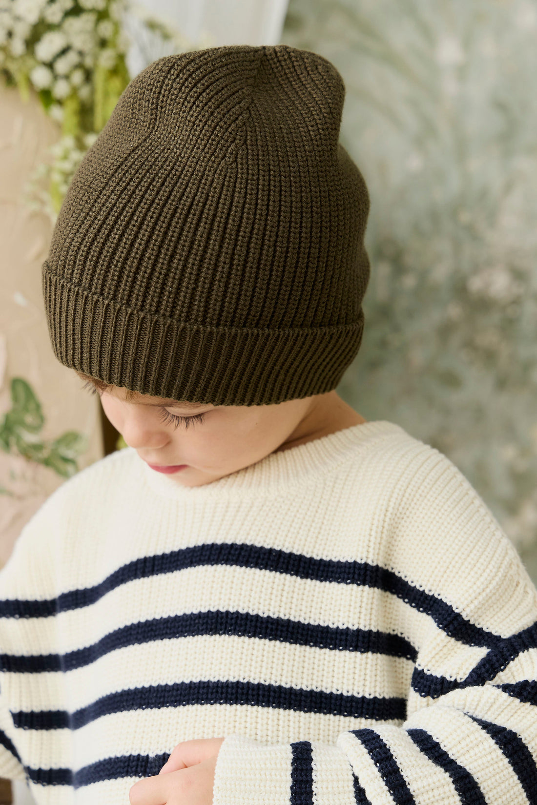 Johan Knit Beanie - Deep Olive Childrens Hat from Jamie Kay USA