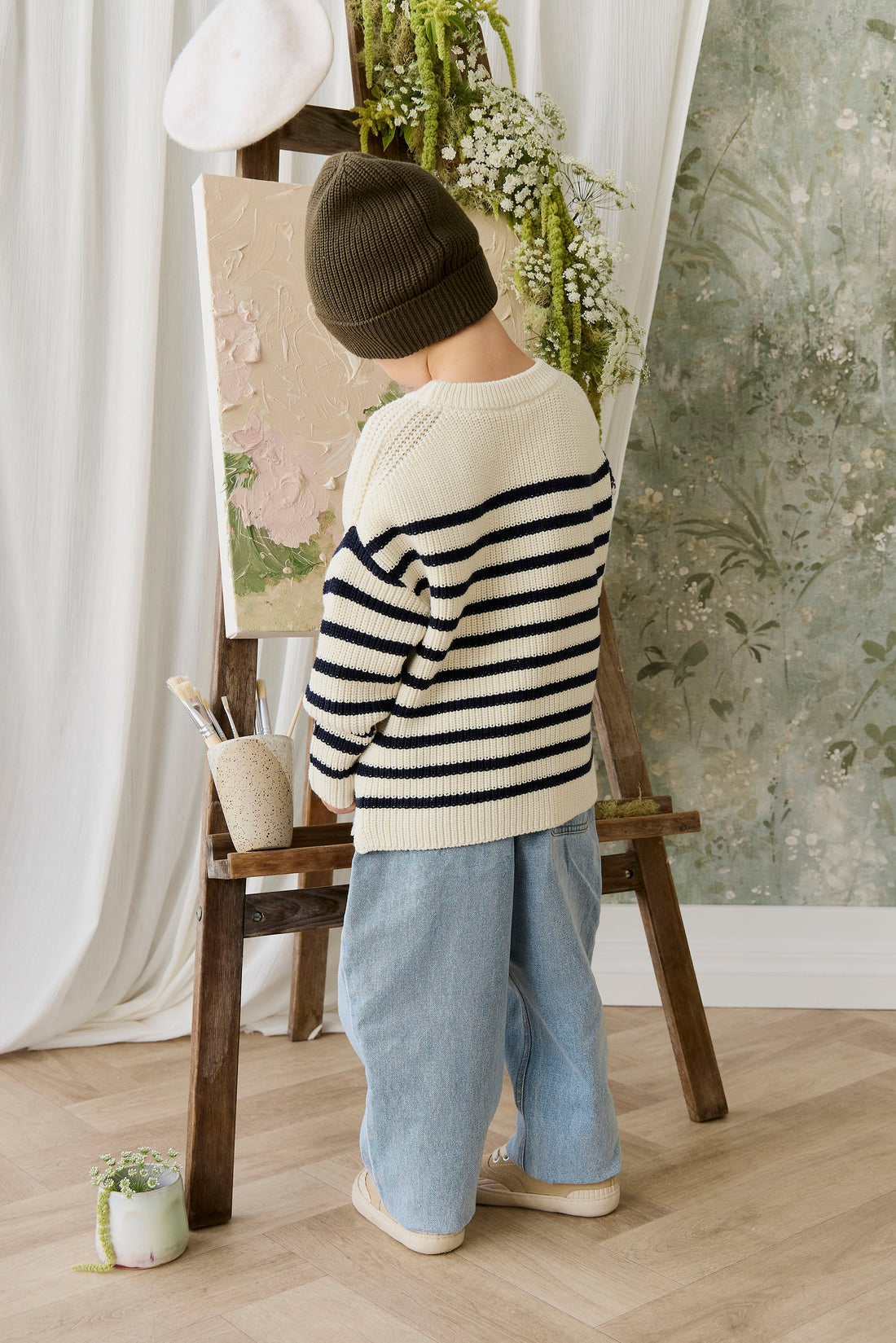 Lawrence Knit Jumper - Lawrence Stripe Cloud/Eclipse Childrens Jumper from Jamie Kay USA