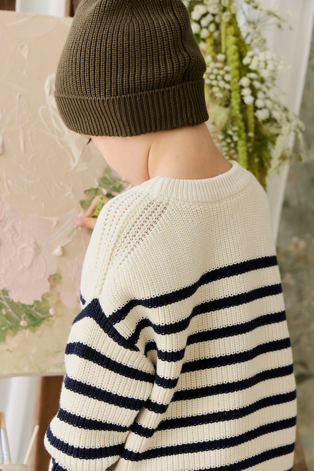 Lawrence Knit Jumper - Lawrence Stripe Cloud/Eclipse Childrens Jumper from Jamie Kay USA