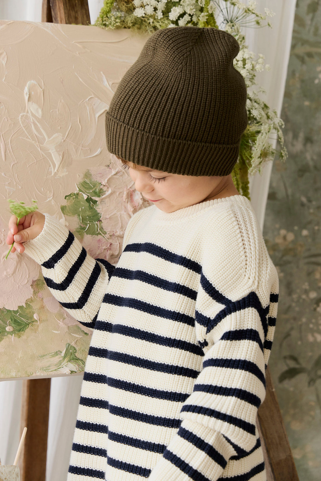 Lawrence Knit Jumper - Lawrence Stripe Cloud/Eclipse Childrens Jumper from Jamie Kay USA