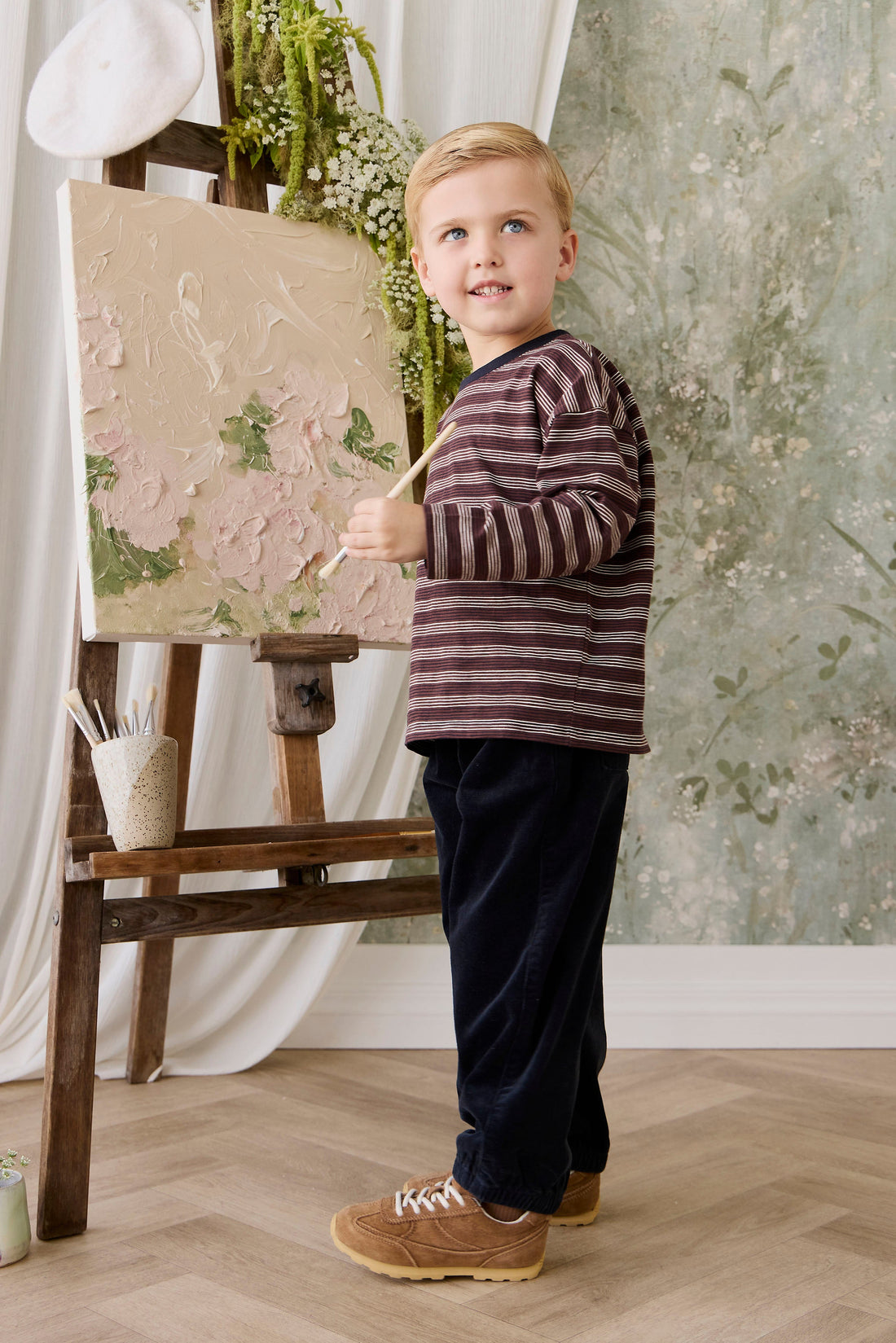 Slub Cotton Iver Long Sleeve Tee - Regal Stripe Childrens Top from Jamie Kay USA