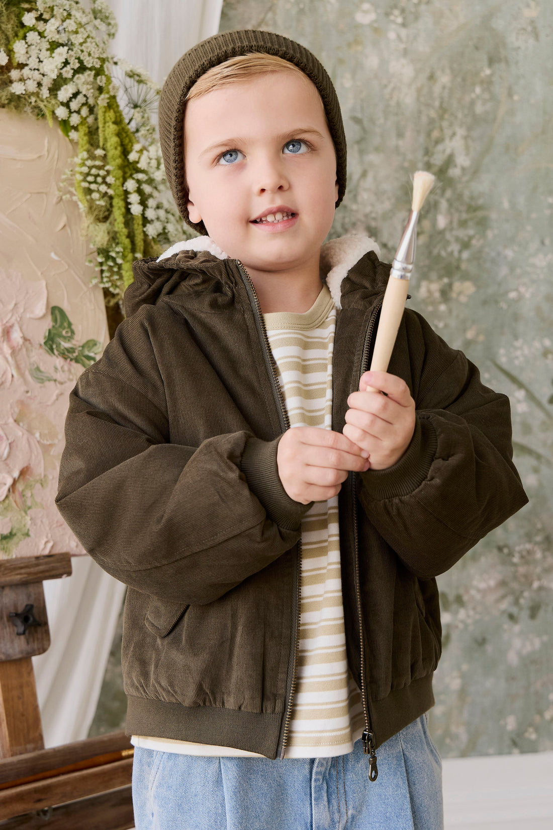 Alastair Jacket - Deep Olive Childrens Jacket from Jamie Kay USA