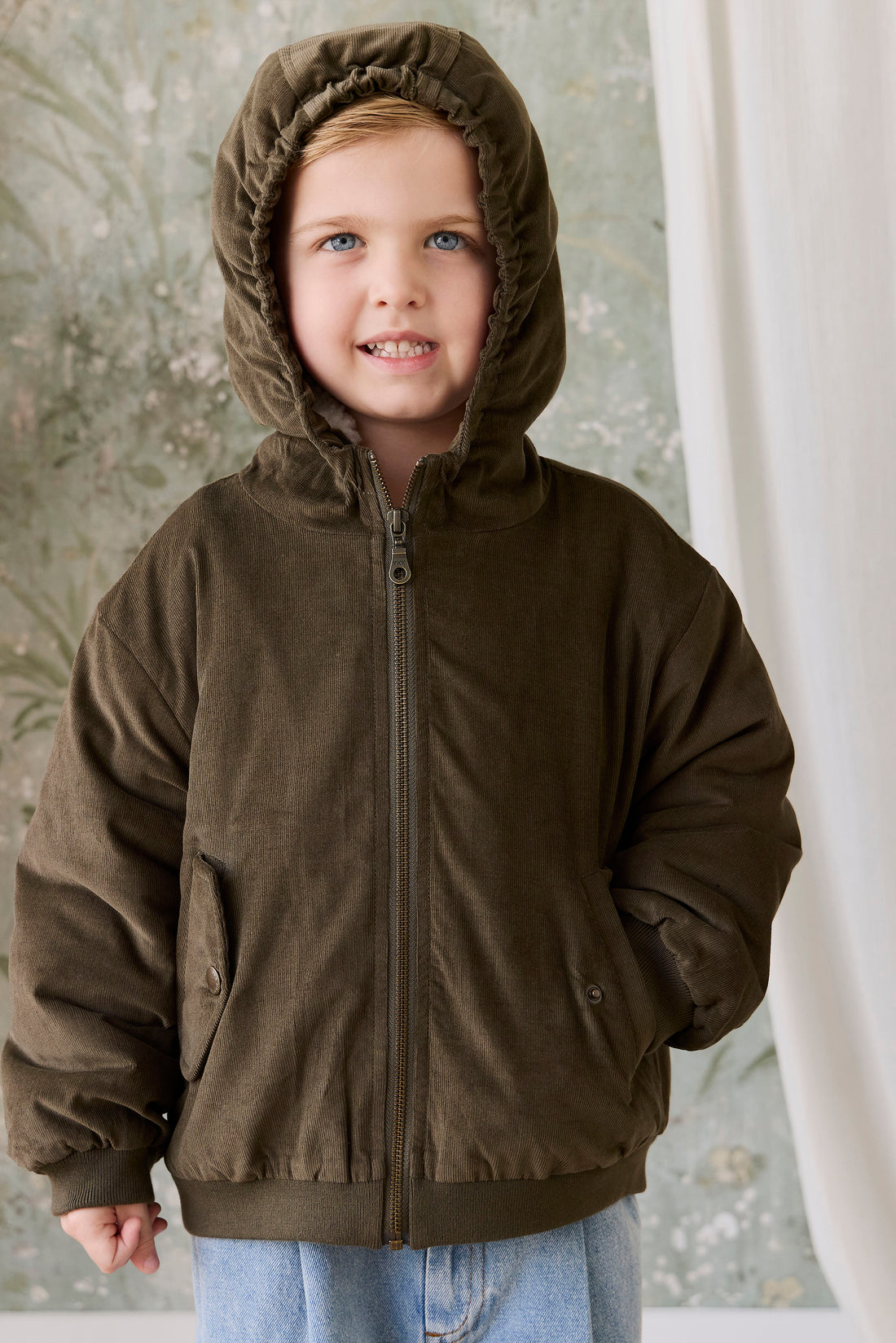Alastair Jacket - Deep Olive Childrens Jacket from Jamie Kay USA