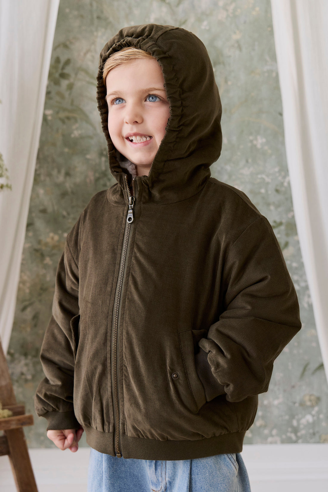 Alastair Jacket - Deep Olive Childrens Jacket from Jamie Kay USA