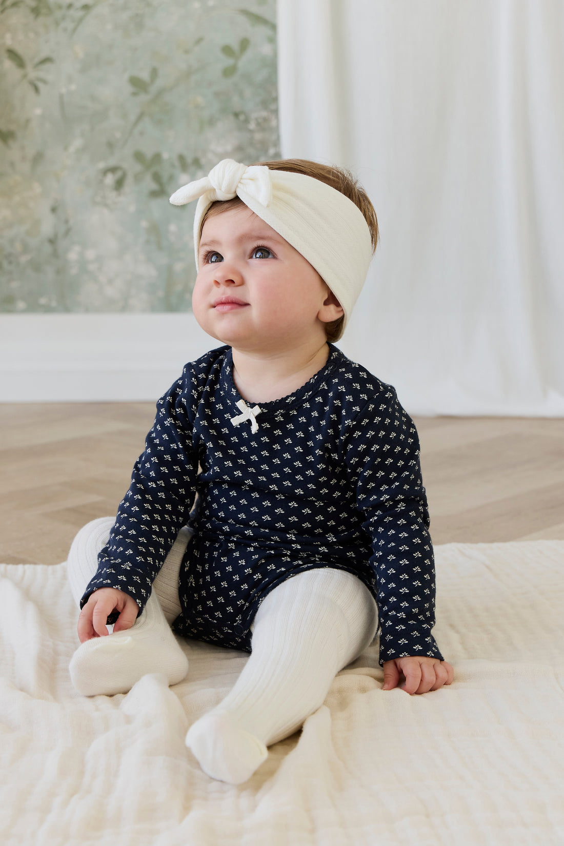 Organic Cotton Long Sleeve Bodysuit - Lisa Petite Indigo Childrens Bodysuit from Jamie Kay USA