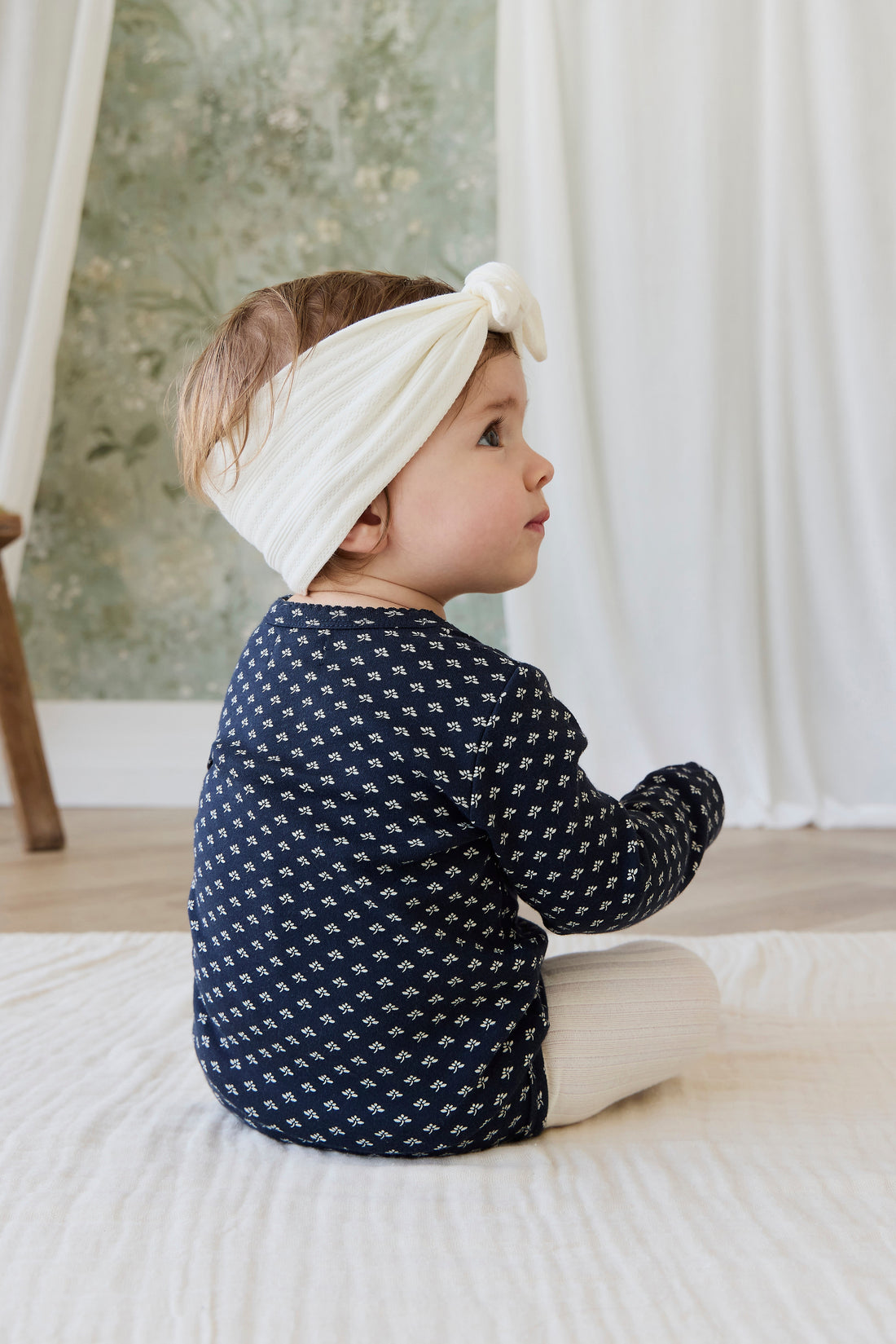 Organic Cotton Long Sleeve Bodysuit - Lisa Petite Indigo Childrens Bodysuit from Jamie Kay USA