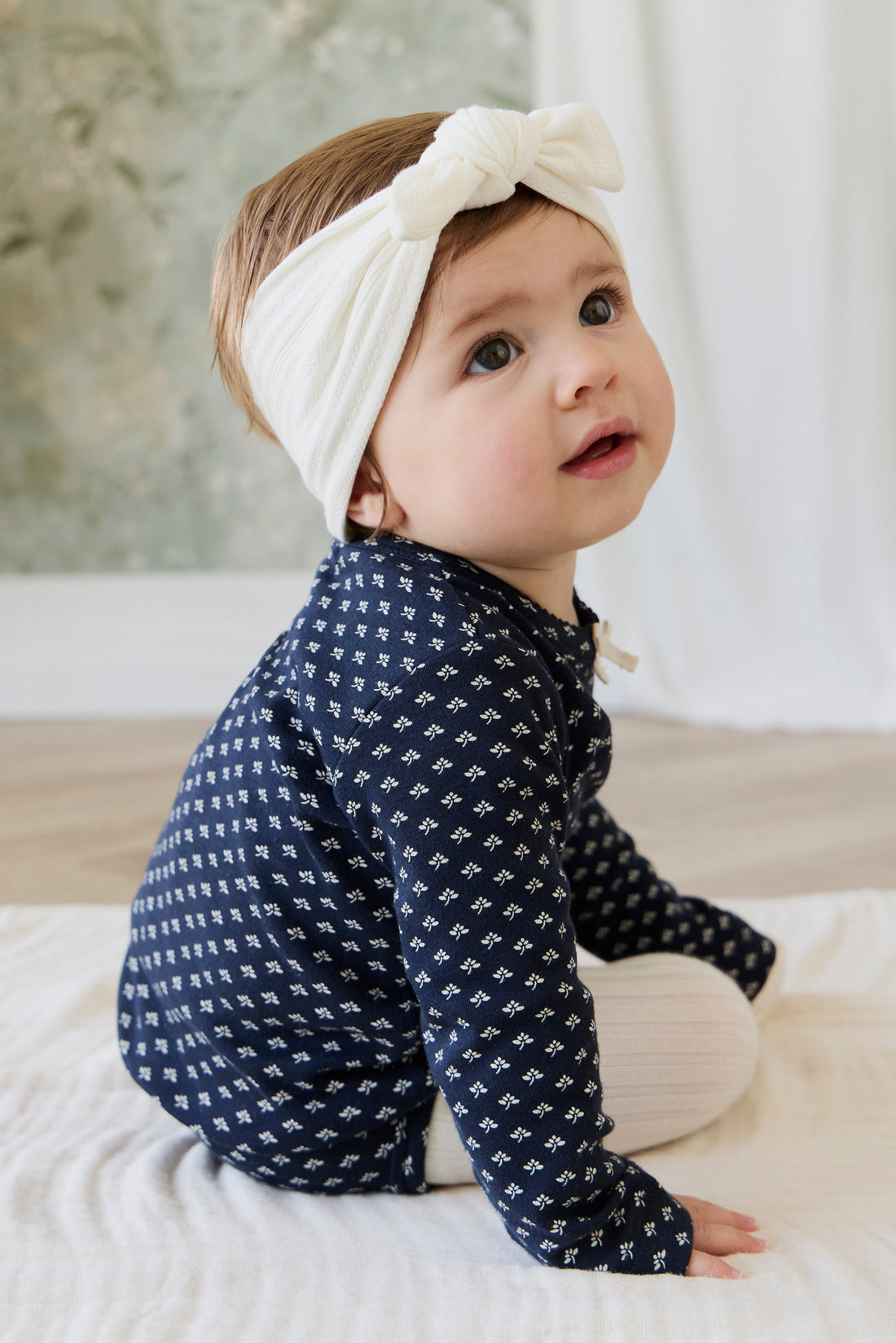 Organic Cotton Long Sleeve Bodysuit - Lisa Petite Indigo Childrens Bodysuit from Jamie Kay USA
