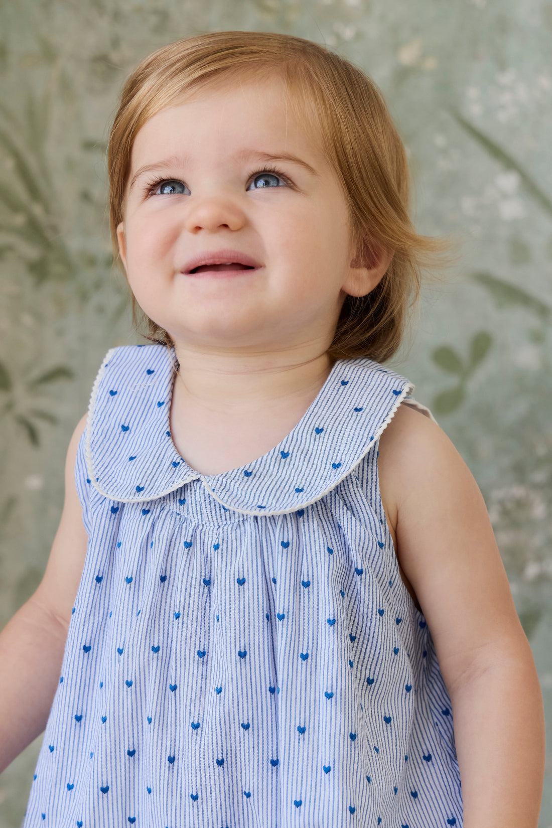 Organic Cotton Wisteria Playsuit - Mon Amour Stripe Indigo Childrens Playsuit from Jamie Kay USA