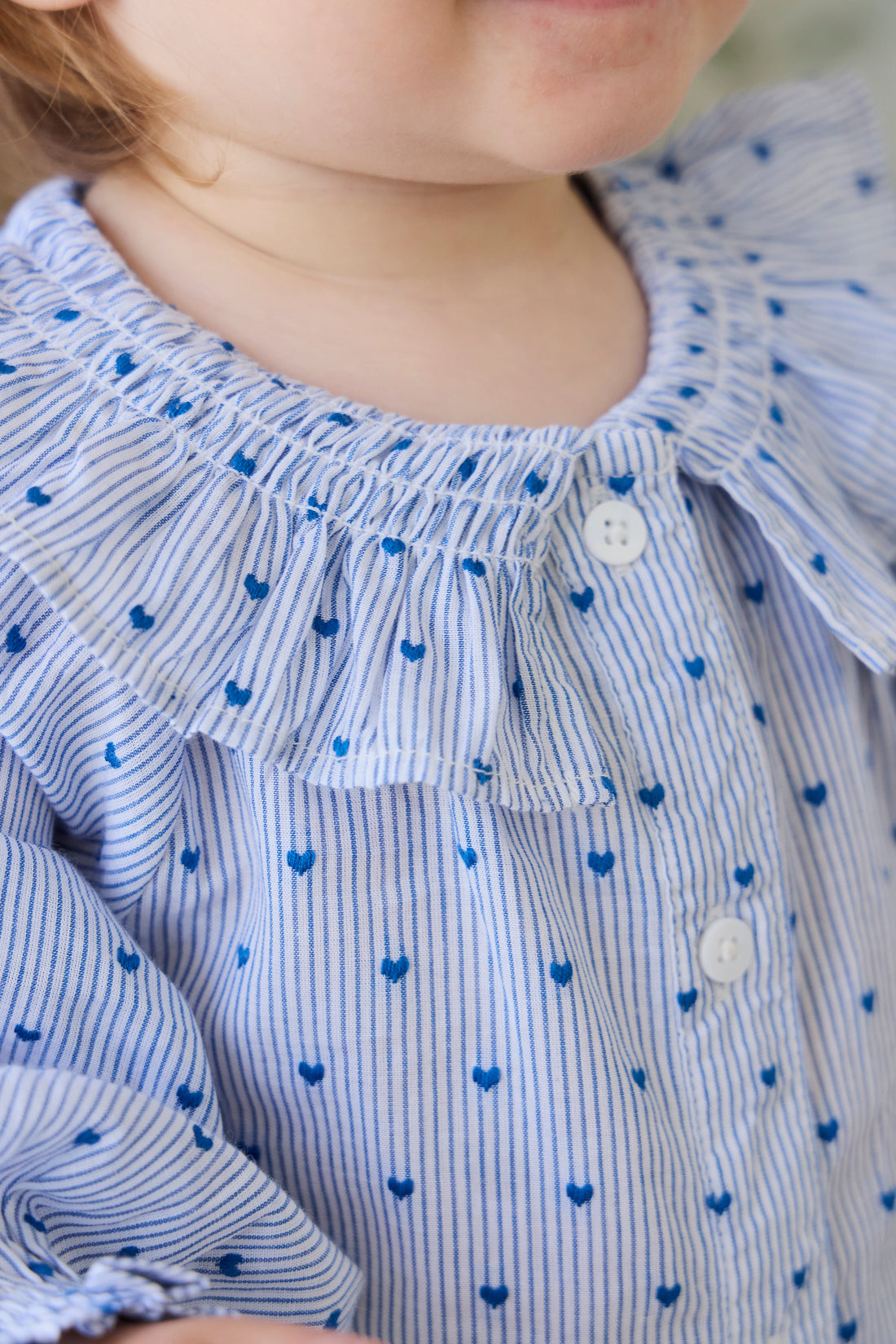 Organic Cotton Bellamy Blouse - Mon Amour Stripe Indigo Childrens Top from Jamie Kay USA