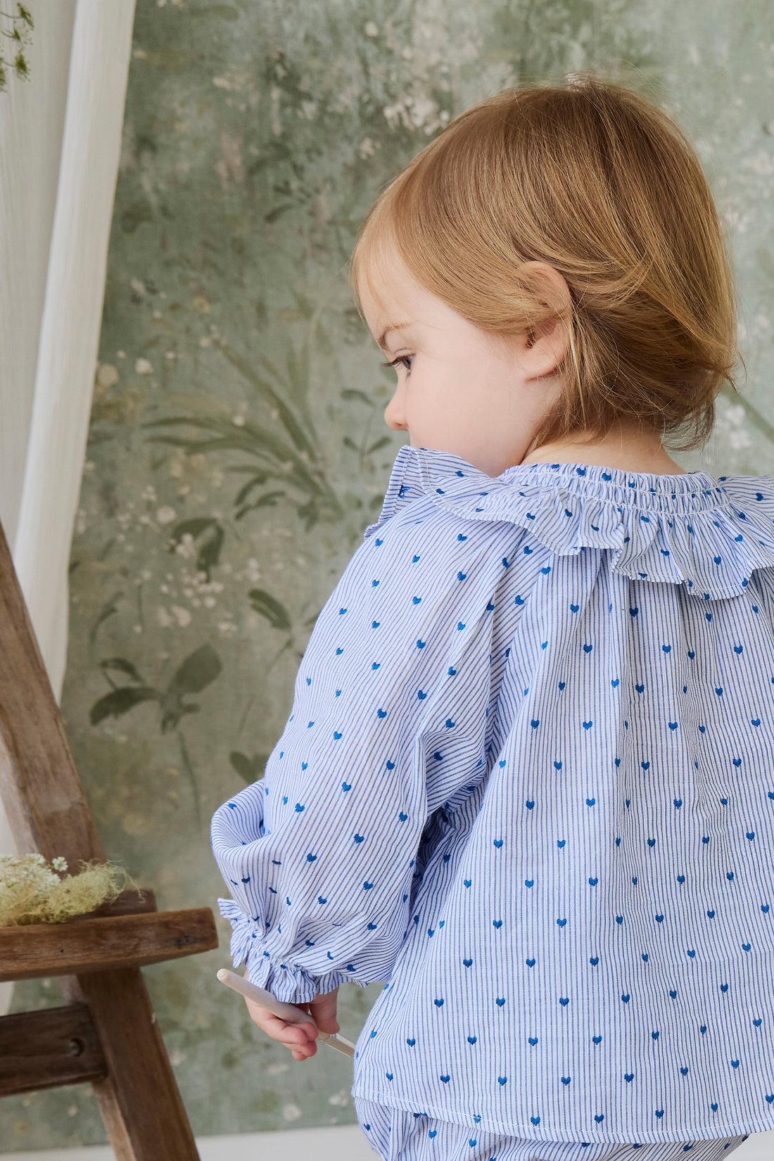 Organic Cotton Bellamy Blouse - Mon Amour Stripe Indigo Childrens Top from Jamie Kay USA