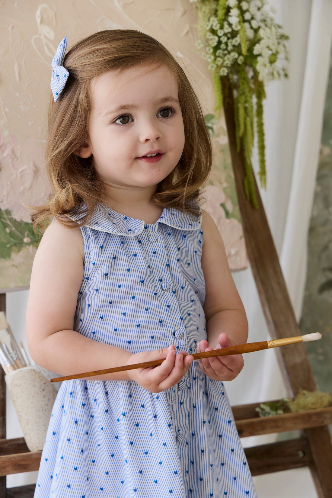 Organic Cotton Wisteria Dress - Mon Amour Stripe Indigo Childrens Dress from Jamie Kay USA