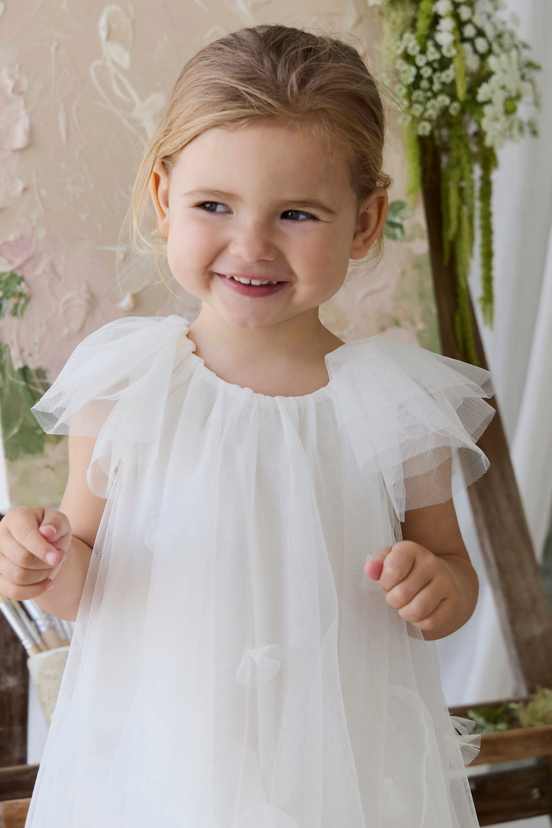 Rhea Tulle Dress - Parchment Childrens Dress from Jamie Kay USA