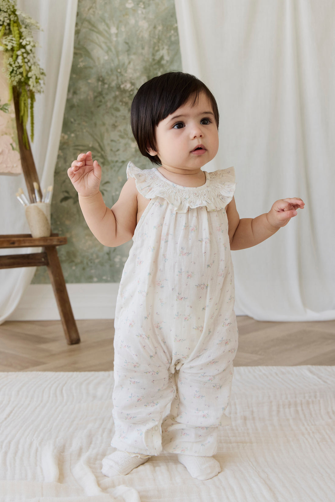 Organic Cotton Muslin Kodi Playsuit - Solange Snow Childrens Playsuit from Jamie Kay USA